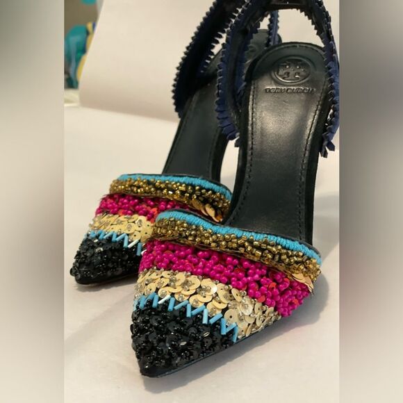 Limited Tory Burch Isle Slingback Pumps 6.5 4.25” Heel - Picture 1 of 7